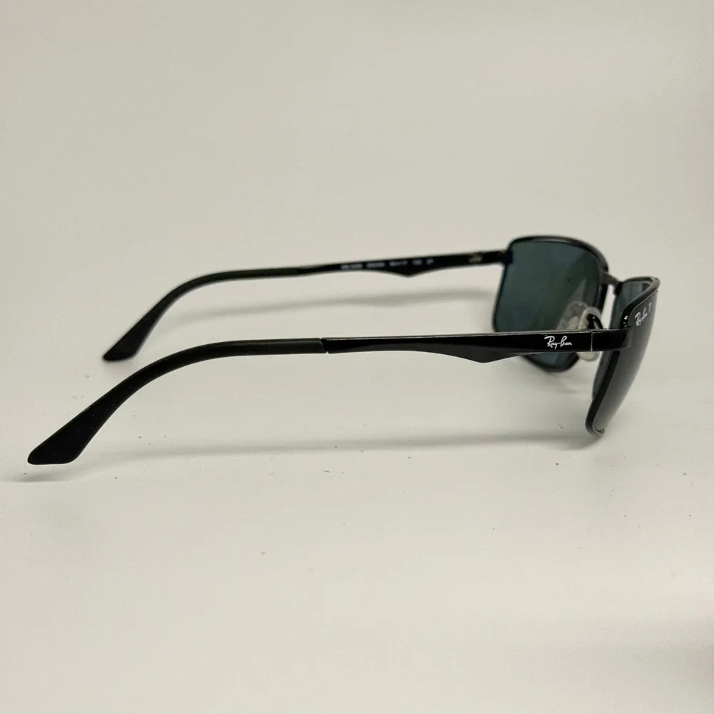 Ray-Ban RB 3498 002/9A Polarized Sunglasses Black Metal Rectangle 64-17 135